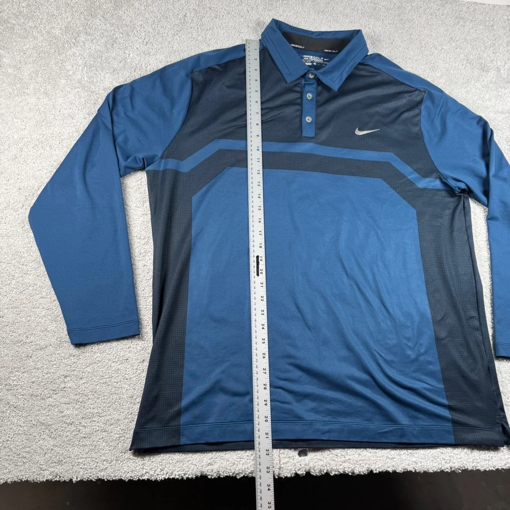 Nike Golf Polo Shirt Men XL Blue Long Sleeve Dri-Fit Tour Performance 543544-450